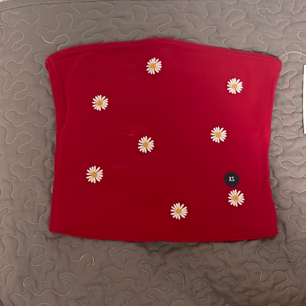 Hollister Red Floral Tube Top (XS)